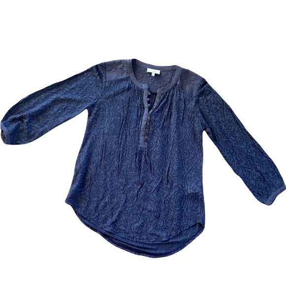 Lucky Brand Blue Lace Peasant Top Size XS - Picture 1 of 16